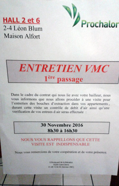 Contrôle VMC nov. 2016 PROCHALOR